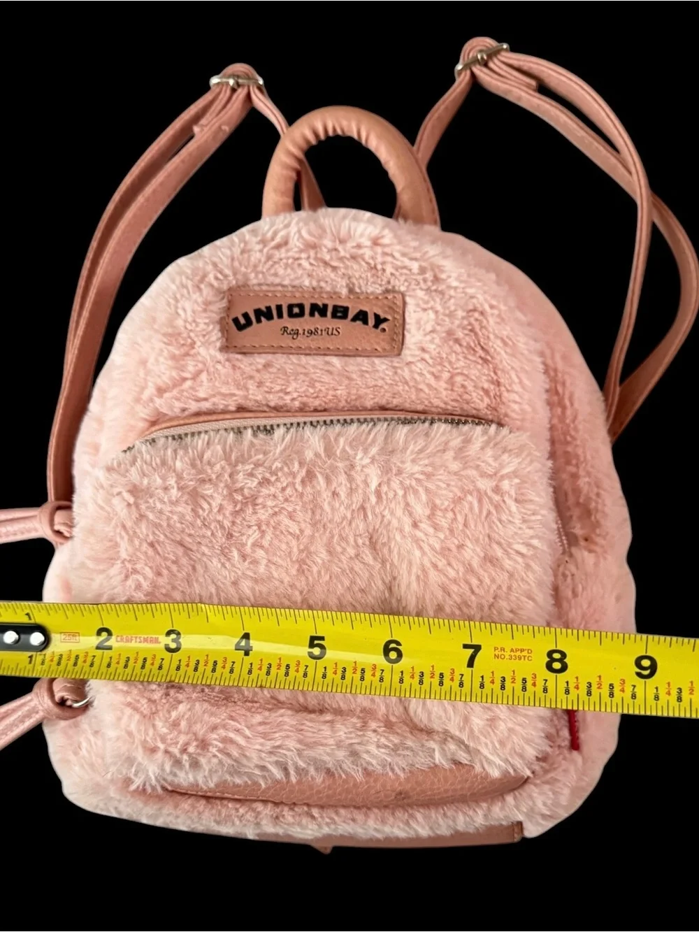 UnionBay Faux Pink Fur Small Backpack Inside Compartments 9” X 11” New